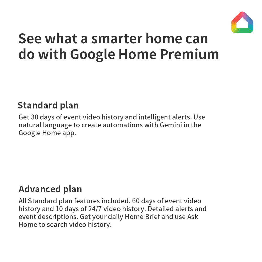 Indoor Camera Wired, 1080P HDR Video, with Google Home and Gemini – Search Video History, Event Descriptions