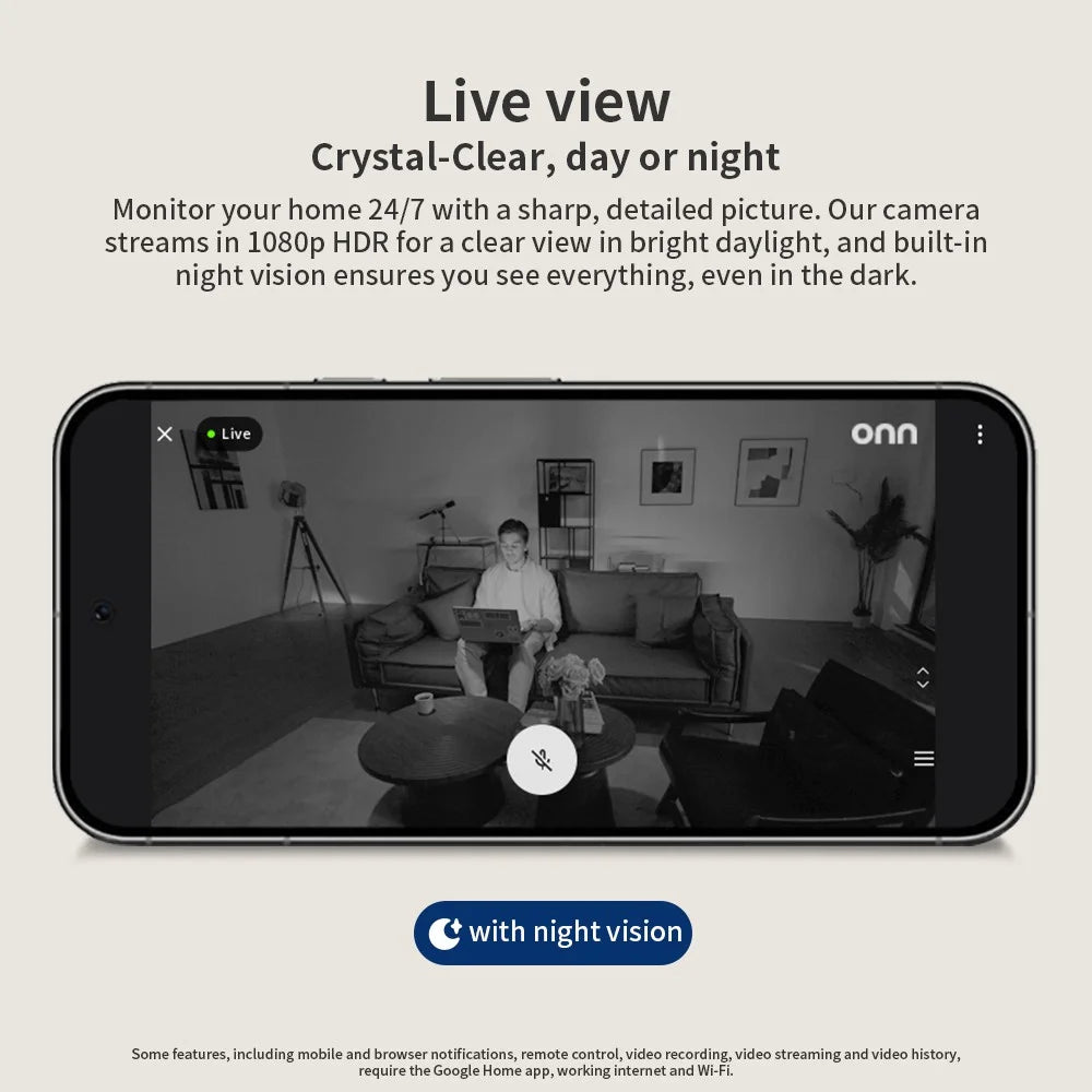 Indoor Camera Wired, 1080P HDR Video, with Google Home and Gemini – Search Video History, Event Descriptions