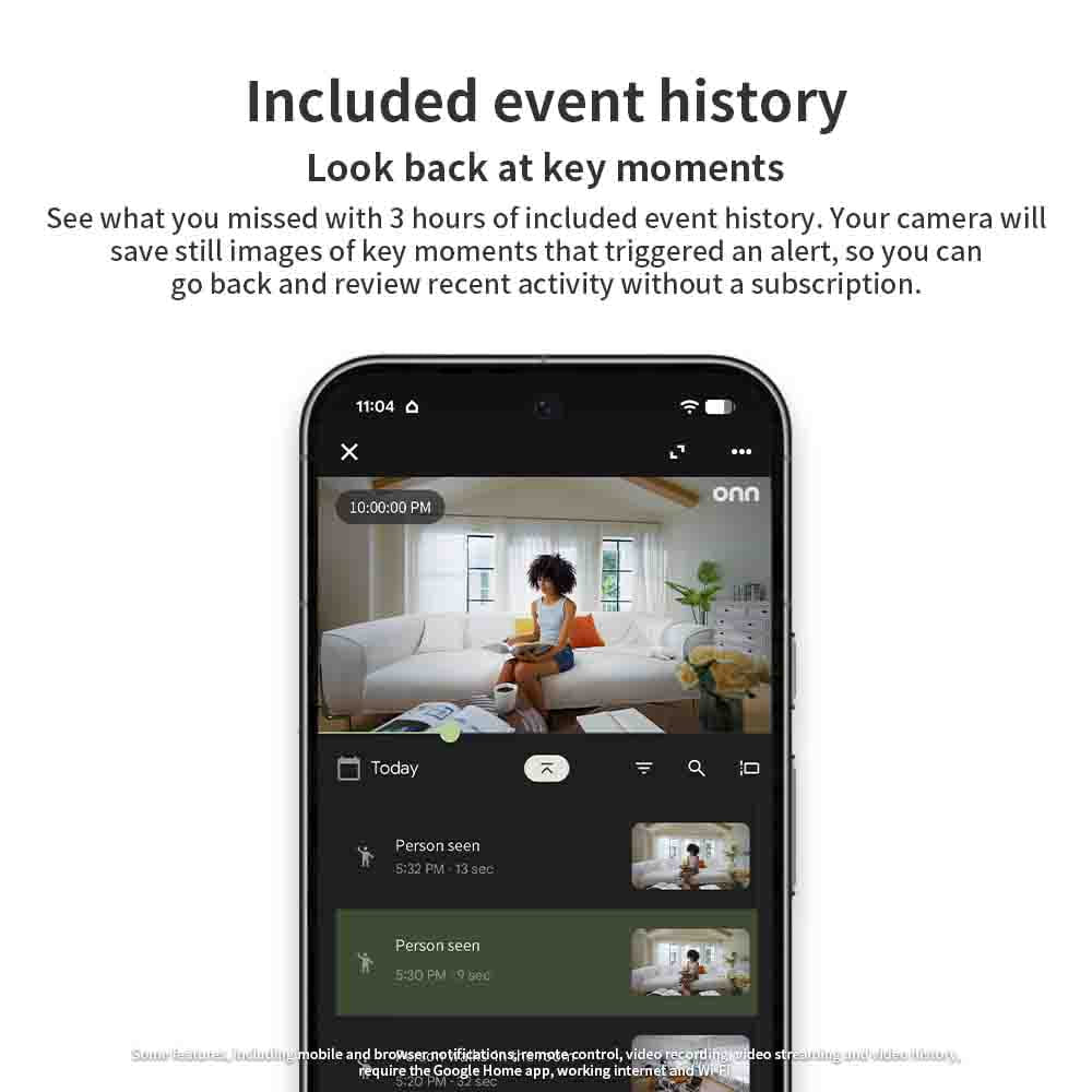 Indoor Camera Wired, 1080P HDR Video, with Google Home and Gemini – Search Video History, Event Descriptions